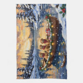 Golden Retriever Christmas Boat Holiday Geschirrtuch (Vertikal)