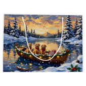 Golden Retriever Christmas Boat Holiday Große Geschenktüte (Rückseite)