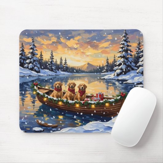 Golden Retriever Christmas Boat Holiday Mousepad (Mit Mouse)