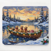Golden Retriever Christmas Boat Holiday Mousepad (Vorne)