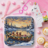 Golden Retriever Christmas Boat Holiday Pappteller (Party)