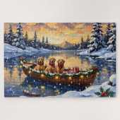 Golden Retriever Christmas Boat Holiday Puzzle (Horizontal)