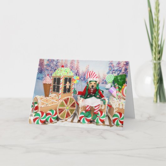 Golden Retriever Christmas Candy Train Feiertagskarte (Vorderseite)