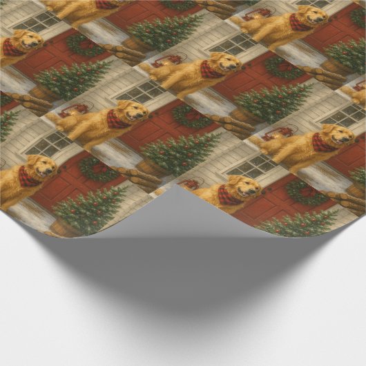 Golden Retriever Christmas Card Geschenkpapier (Ecke)