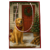 Golden Retriever Christmas Card Mittlere Geschenktüte (Vorderseite)