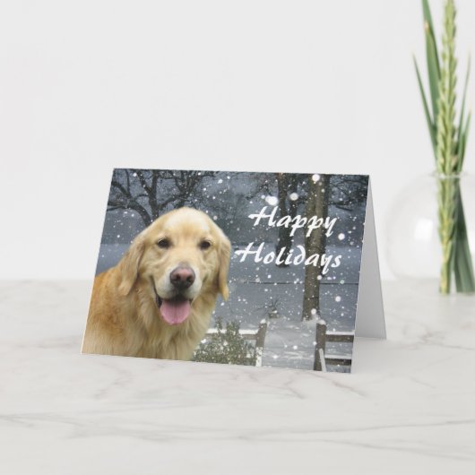 Golden Retriever Christmas Card Snowy Feiertagskarte (Vorderseite)