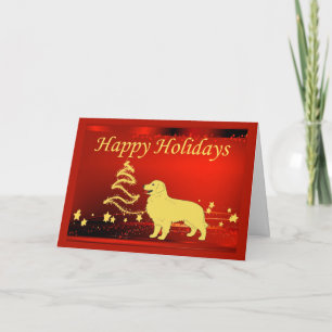 Golden Retriever Christmas Card Stars2 Feiertagskarte