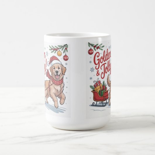Golden Retriever Christmas Golden & Jolly Holiday Kaffeetasse (Mittel)