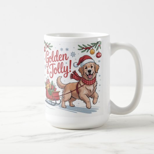 Golden Retriever Christmas Golden & Jolly Holiday Kaffeetasse (Rechts)