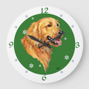 Golden Retriever Christmas Große Wanduhr