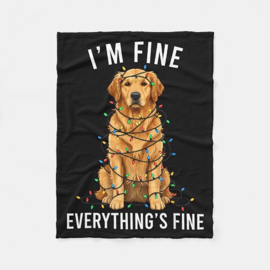 Golden Retriever Christmas I'm Fine Everything Is  Fleecedecke (Vorderseite)