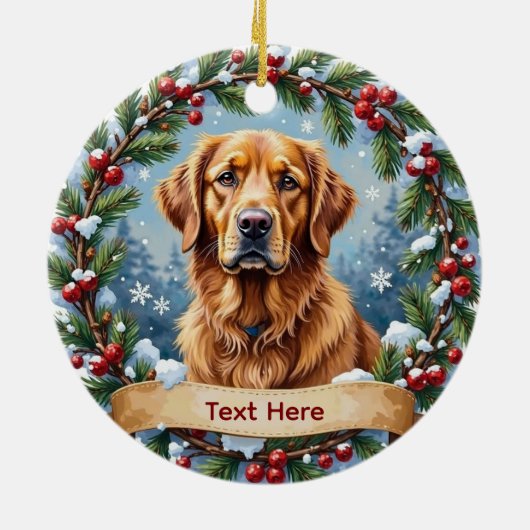 Golden Retriever Christmas Keramik Ornament (Hinten)
