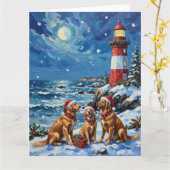 Golden Retriever Christmas Lighthouse Holiday Karte (Gelbe Blume)