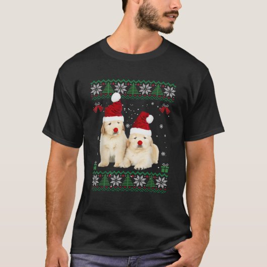 Golden Retriever Christmas Lights Santa Puppy Dog T-Shirt (Vorderseite)