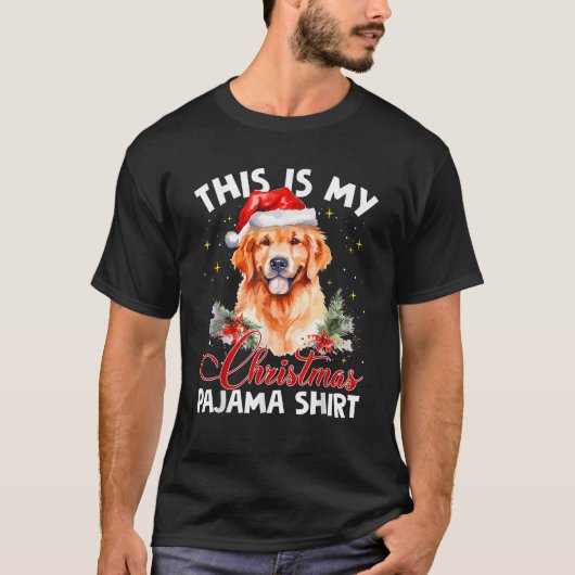 Golden Retriever Christmas Pajama Weihnachtsmannmü T-Shirt (Vorderseite)
