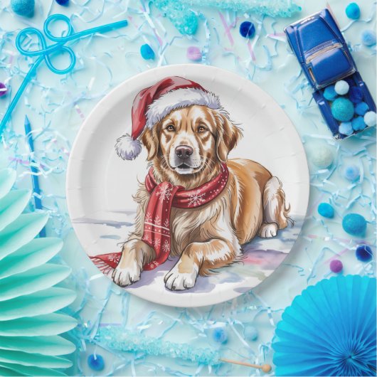Golden Retriever Christmas Paper Plate Pappteller (Party)