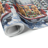 Golden Retriever Christmas Red Truck Holiday Geschenkpapier (Rolleneckpunkt)