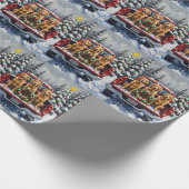 Golden Retriever Christmas Red Truck Holiday Geschenkpapier (Ecke)