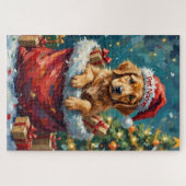 Golden Retriever Christmas Santa Bag Adventure Puzzle (Horizontal)