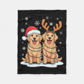 Golden Retriever Christmas Santa Hat Reindeer Ligh Fleecedecke (Vorderseite)