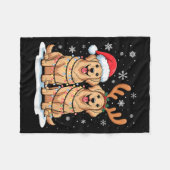 Golden Retriever Christmas Santa Hat Reindeer Ligh Fleecedecke (Vorderseite (Horizontal))