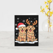 Golden Retriever Christmas Santa Hat Reindeer Ligh Karte (Gelbe Blume)