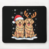 Golden Retriever Christmas Santa Hat Reindeer Ligh Mousepad (Vorne)