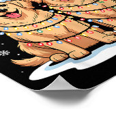 Golden Retriever Christmas Santa Hat Reindeer Ligh Poster (Ecke)