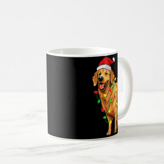 Golden Retriever Christmas Santa Hat Tree Lights P Kaffeetasse (VorderseiteRechts)