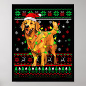 Golden Retriever Christmas Santa Hat Tree Lights P Poster (Vorne)