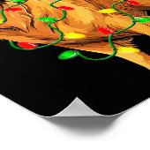 Golden Retriever Christmas Santa Hat Tree Lights P Poster (Ecke)