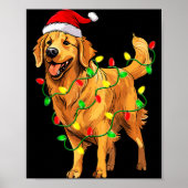 Golden Retriever Christmas Santa Hat Tree Lights P Poster (Vorne)