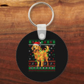 Golden Retriever Christmas Santa Hat Tree Lights P Schlüsselanhänger (Vorderseite)