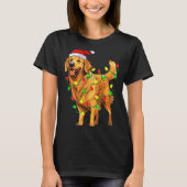 Golden Retriever Christmas Santa Hat Tree Lights P T-Shirt (Vorderseite)
