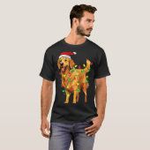 Golden Retriever Christmas Santa Hat Tree Lights P T-Shirt (Vorne ganz)