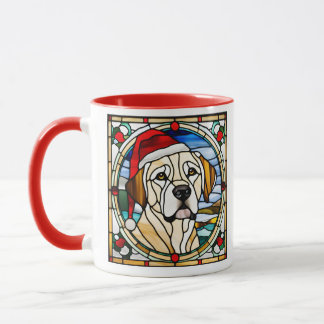 Golden Retriever Christmas Stained Glass Mug Tasse