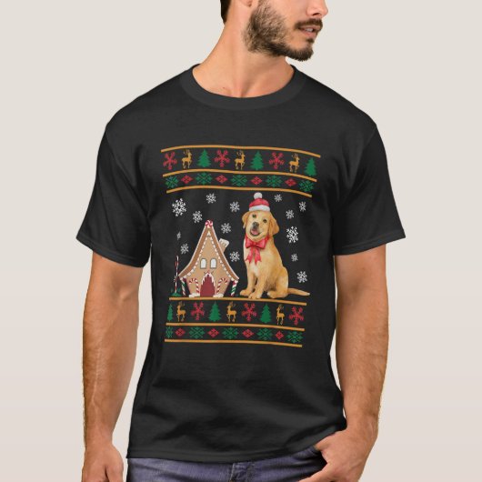 Golden Retriever Christmas Ugly Sweater xmas bowti T-Shirt (Vorderseite)