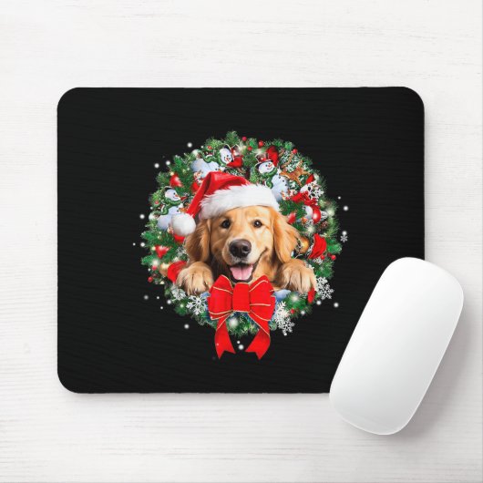 Golden Retriever Christmas Wreath Decoration Xmas  Mousepad (Mit Mouse)