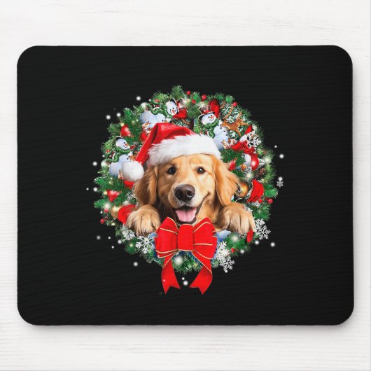 Golden Retriever Christmas Wreath Decoration Xmas  Mousepad (Vorne)