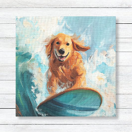 Golden Retriever Coastal Kinder Kunst Leinwanddruck