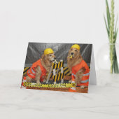 Golden Retriever Construction Birthday Karte (Vorderseite)