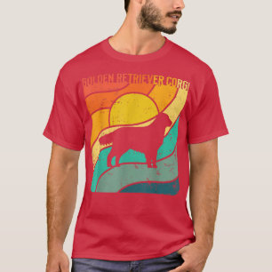 Golden Retriever Corgi Vintag Sunset Mama Vater -1 T-Shirt