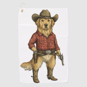 Golden Retriever Cowboy Outlaw – Vintage Western D Golfhandtuch