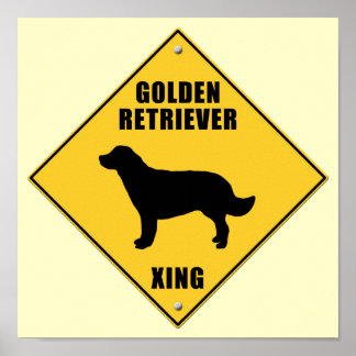Golden Retriever Crossing (XING) Zeichen Poster