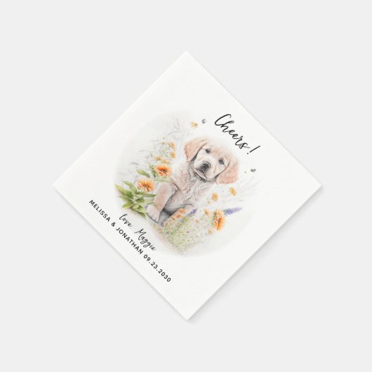 Golden Retriever Custom Dog Wedding Cocktail Serviette (Ecke)