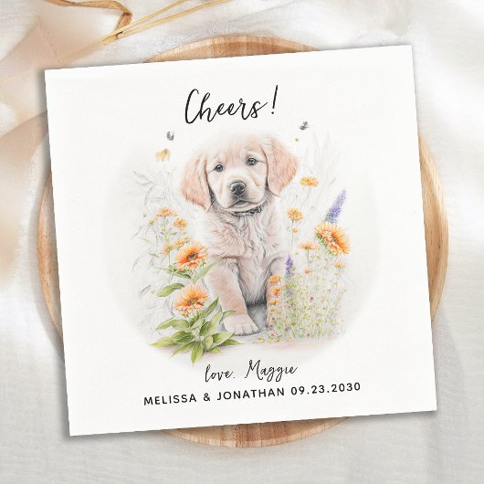 Golden Retriever Custom Dog Wedding Cocktail Serviette