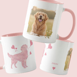 Golden Retriever Custom Photo & Name Valentine Tasse