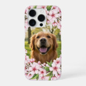 Golden retriever custom photo with cherry blossom iPhone hülle (Rückseite)
