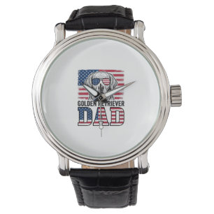 Golden Retriever Dad Patriotisches Vintage Hund-Sh Armbanduhr