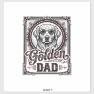 Golden Retriever Dad Vintage Gravur Design_1 Aufkleber